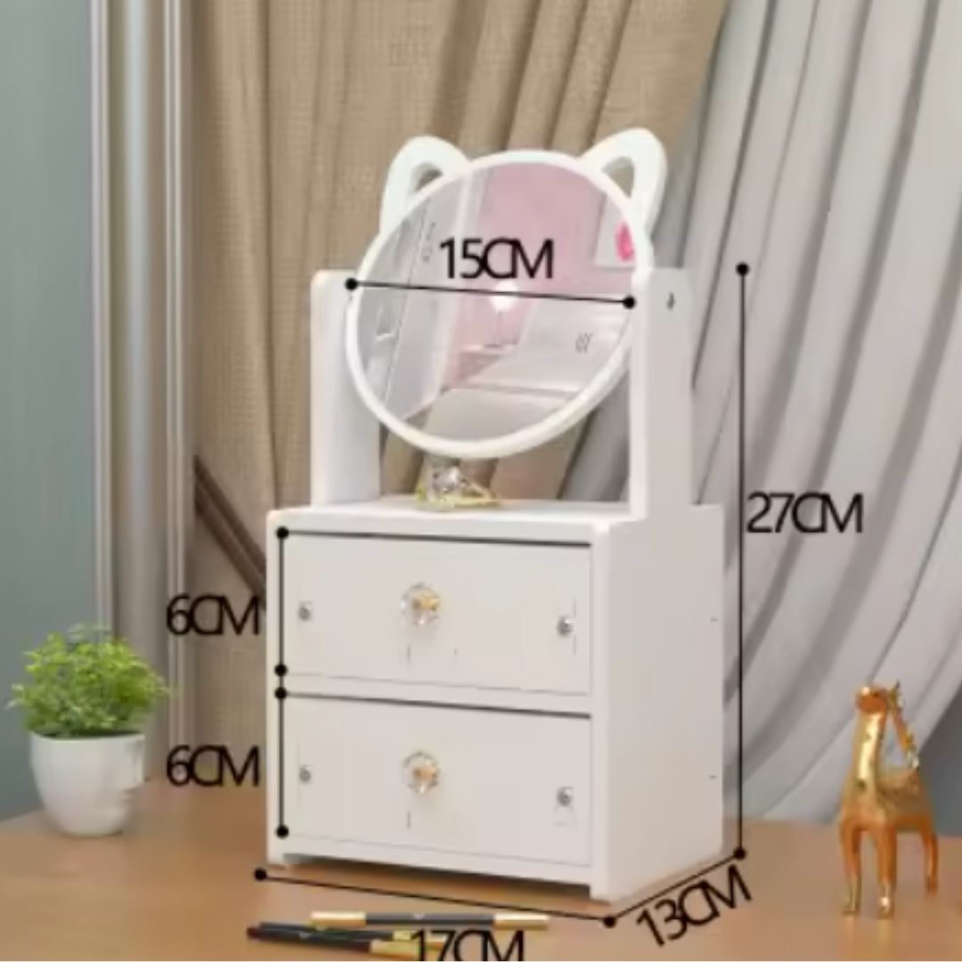 ORGANIZADOR DE MAQUILLAJE CON ESPEJO Y CAJONES